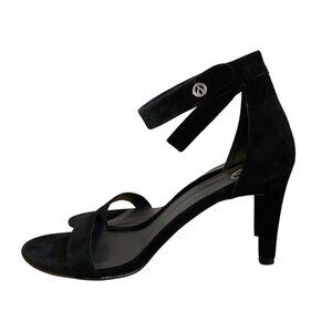 The Wishbone collection sandals Natalie Black Suede Ankle strappy Stiletto Heels